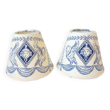 Lot de 2 abat-jour à clips toile de Jouy bleu