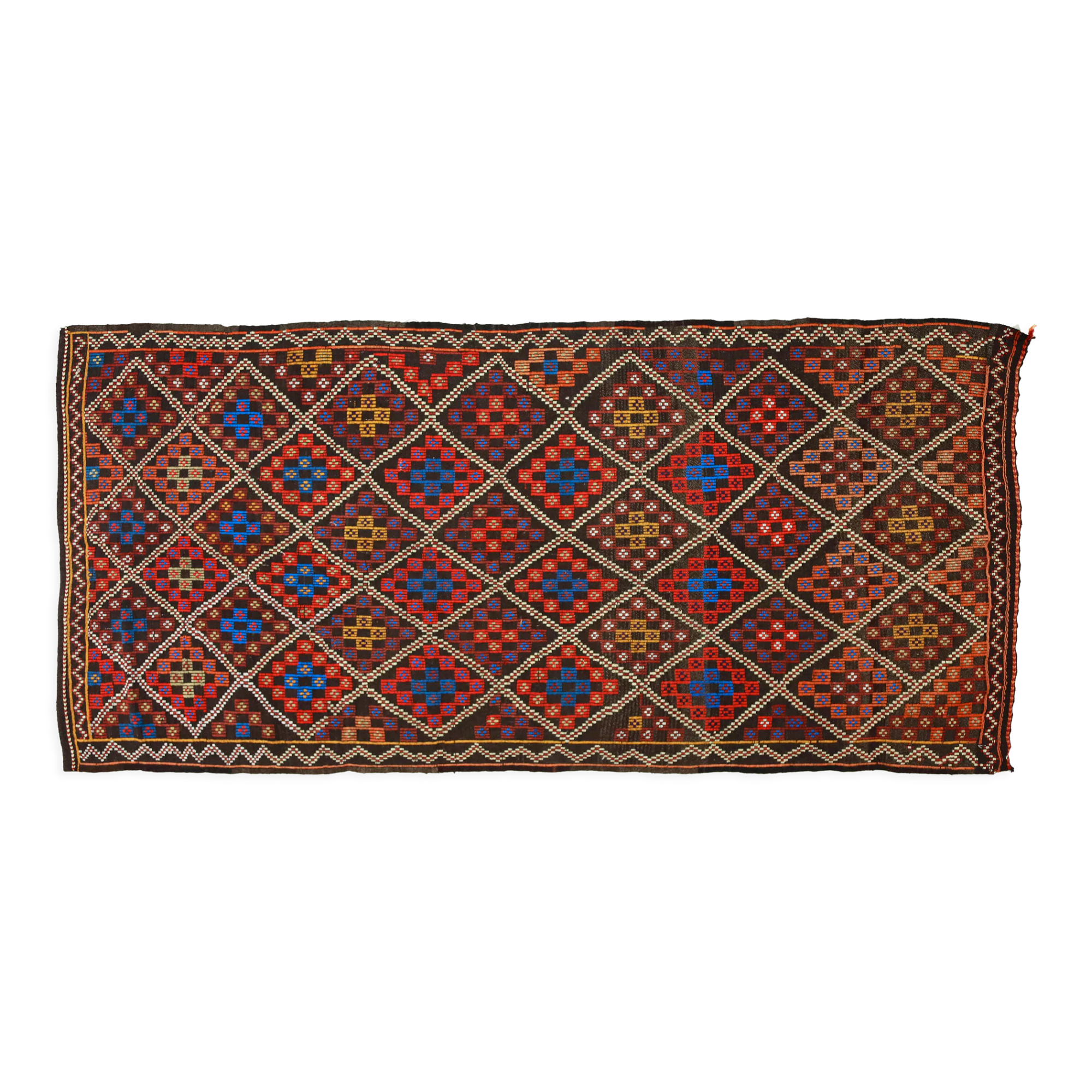 Anatolian handmade kilim rug 300 cm x 130 cm