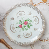Lot de 4 assiettes plates Limoges FD Chauvigny blanc doré motif Rose