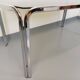 Vintage curved rectangular dining table in smoked glass and chrome metal