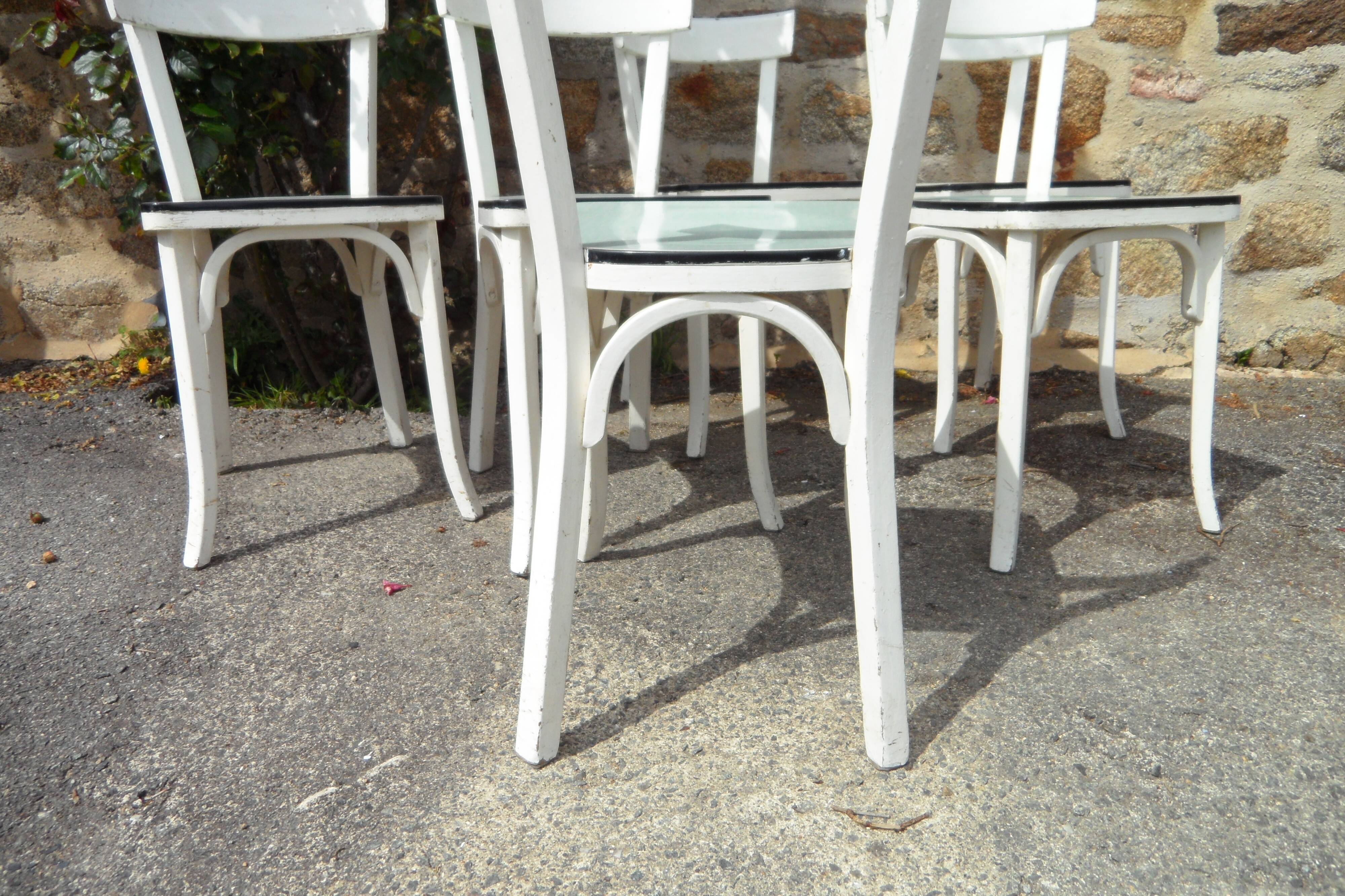 Series of 6 white Baumann Bistro