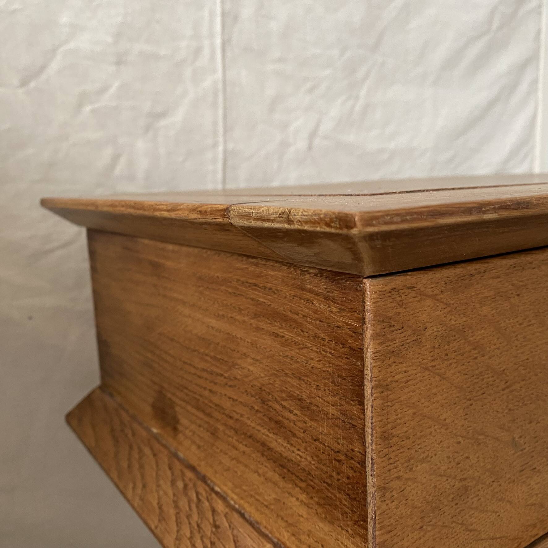Scandinavian style bedside table with tapered legs from the 1960s.