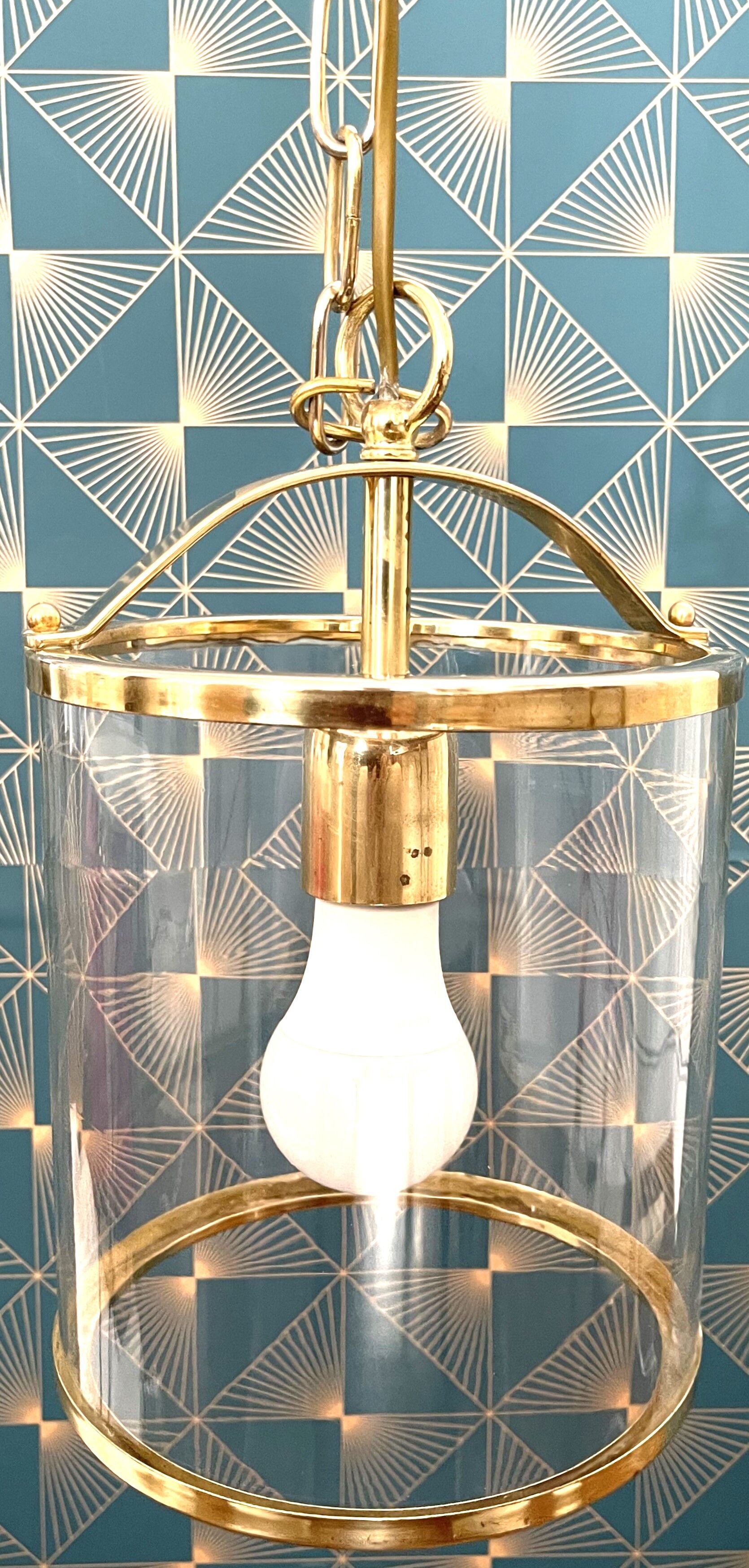 Brass lantern chandelier