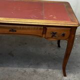 Louis XV Style Desk - Cherry Wood - Red Leather Top - with Extensions