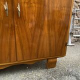 1950s French Art Deco Design Walnut Bookcase