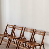 Teak table and its 4 vintage folding chairs