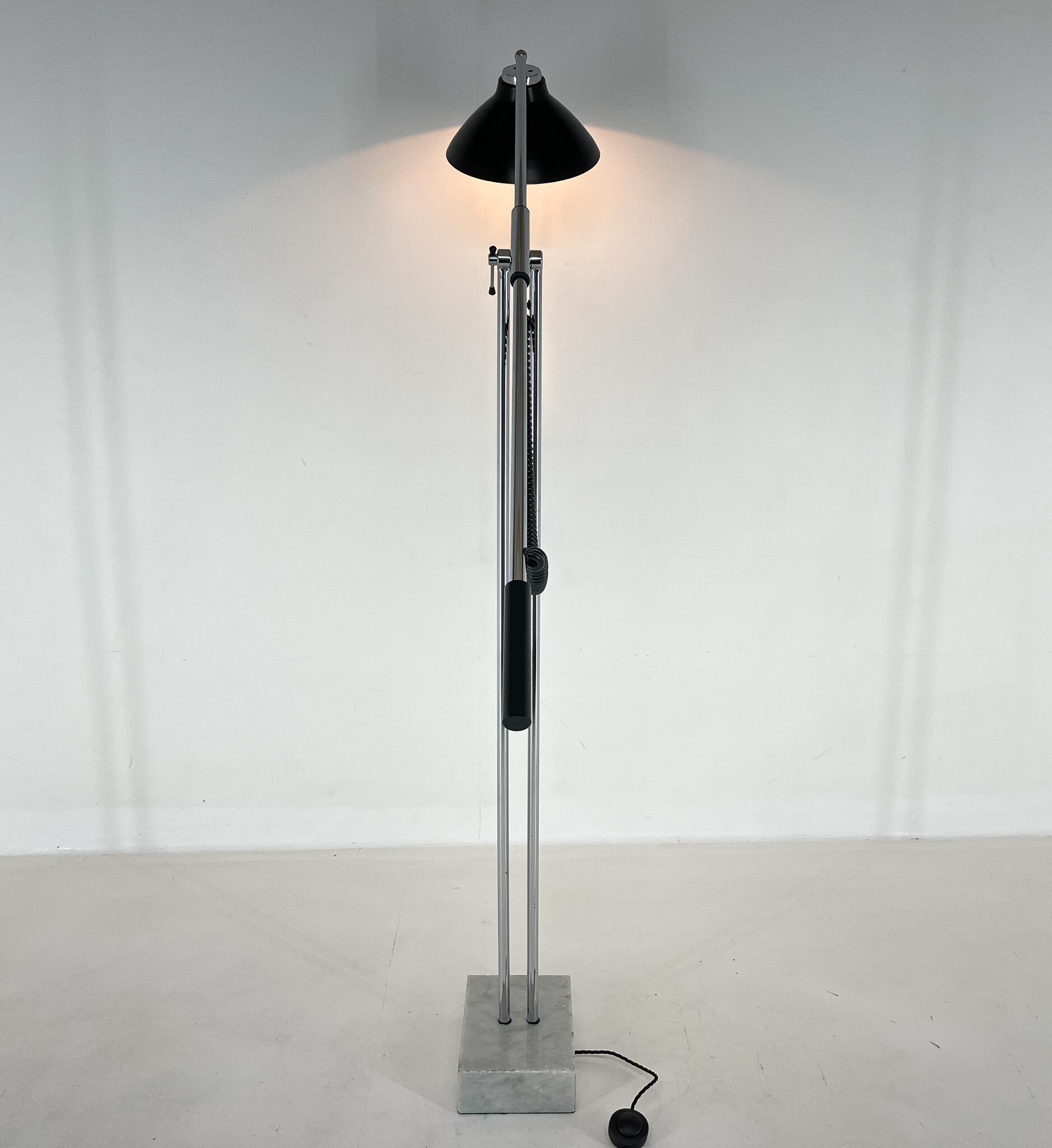 1960's italian adjustable chrome & marble floor lamp
