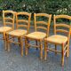 4 chaises de bistrot paillées en bois clair