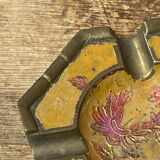 Enameled brass ashtray with floral decoration