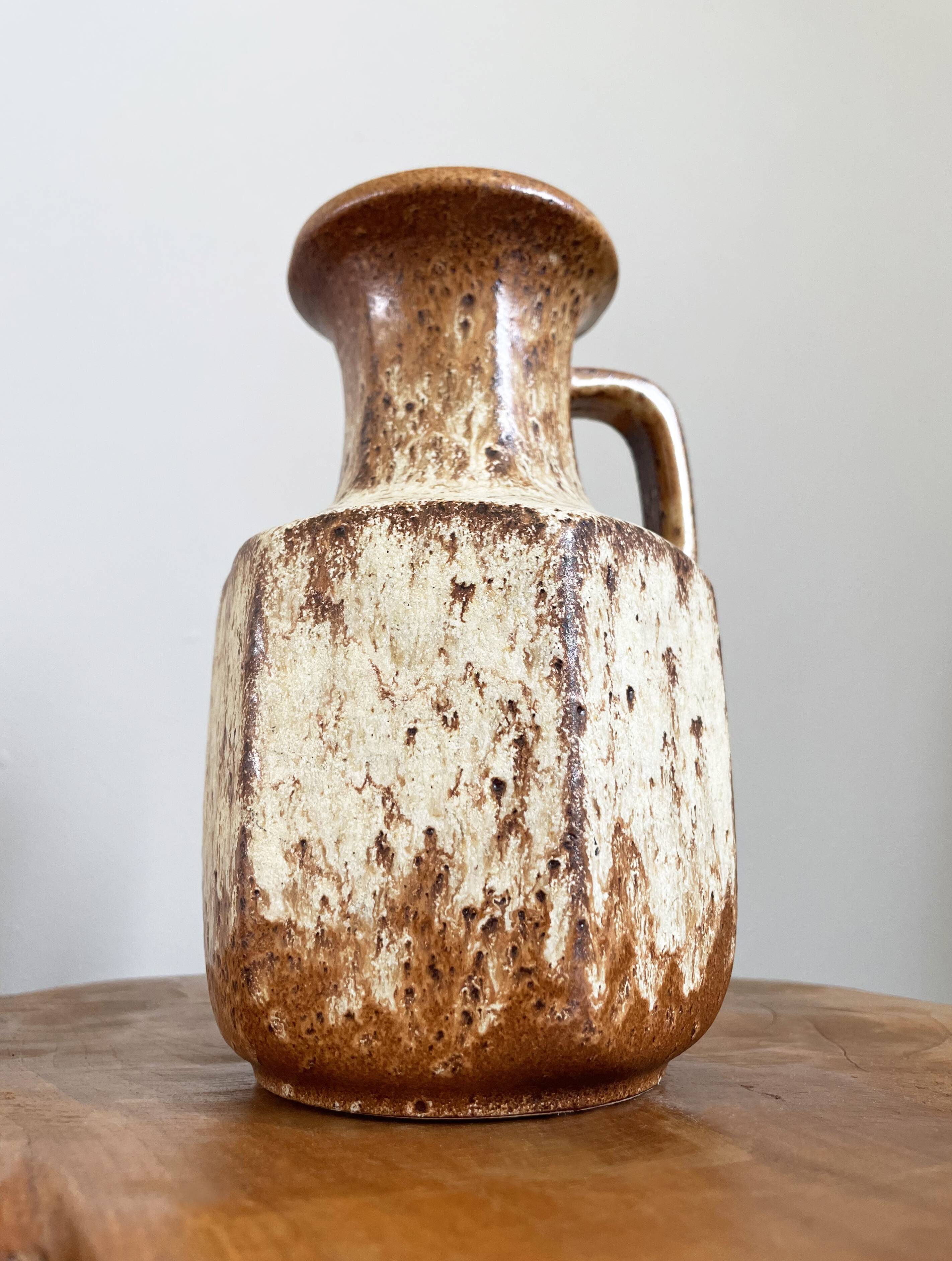 Vase brun-beige Scheurich 497-18, fat lava vintage, poterie d’art ouest-allemande (WGP)