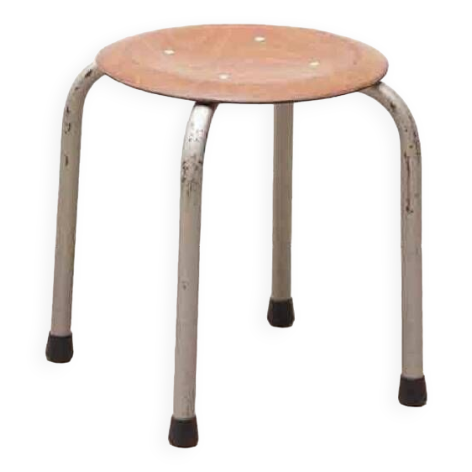 Vintage oak stool with grey legs