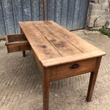 Antique cherry farmhouse table with 3 drawers