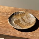 Ashtray, circular dish or plate in grey-orange petrified wood D25.5