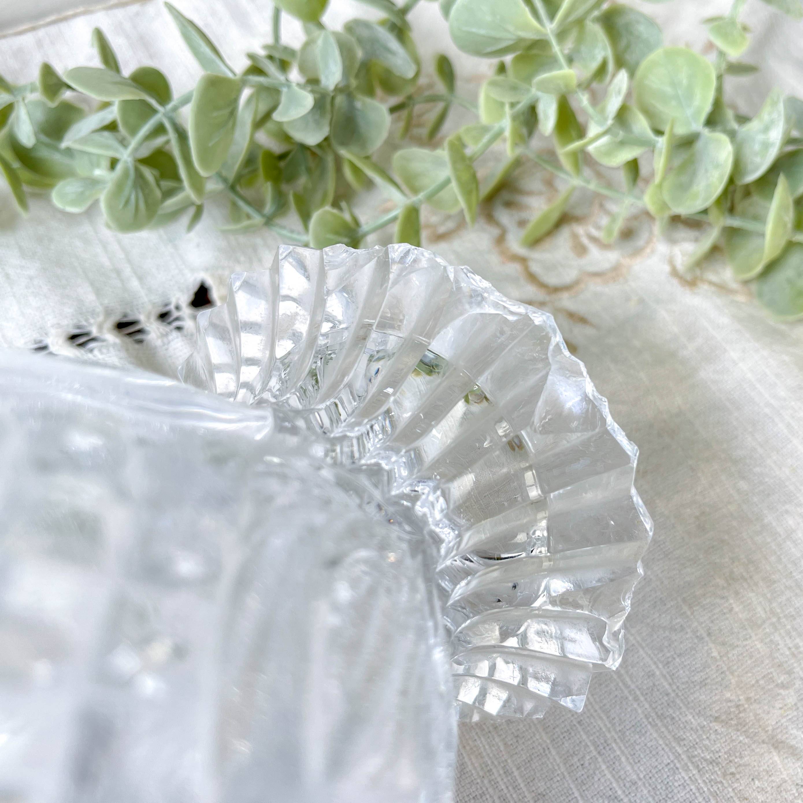 Small vintage glass vase with geometric pattern