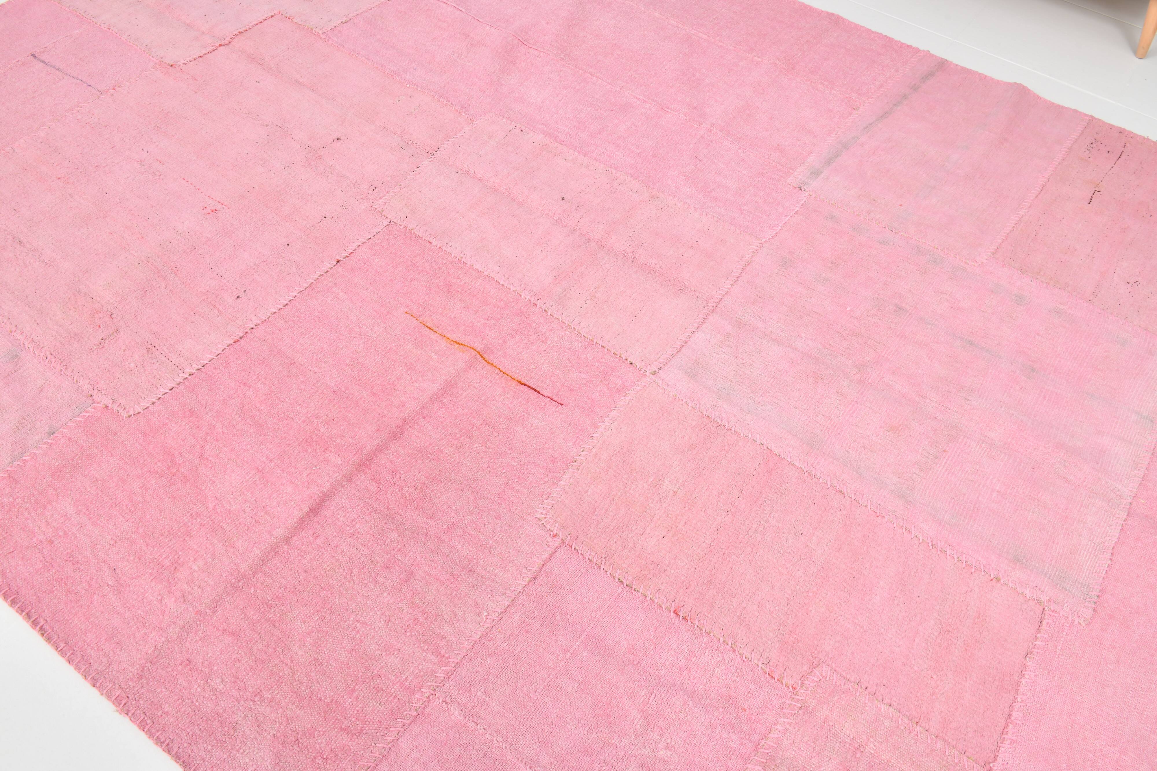 Large Pink Vintage Kilim Rug, 214x306Cm