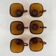 Service of 6 coffee cups and saucers Vereco amber glass design 1970