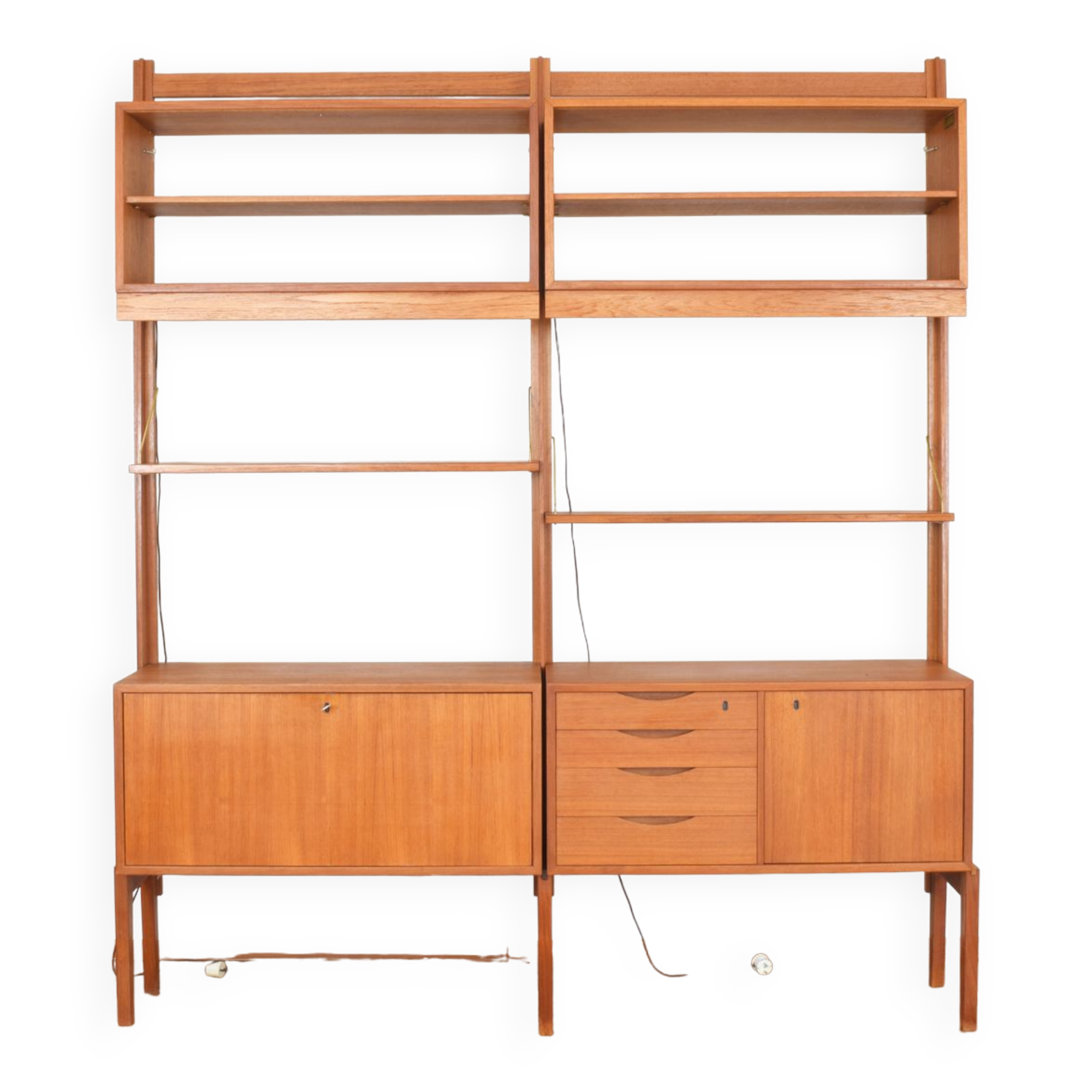 Bibliothèque en teck du milieu du siècle par Torbjørn Afdal pour Bruksbo, années 1950, ensemble de 2