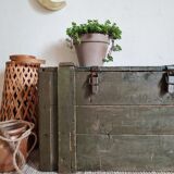 Old green military crate or trunk
