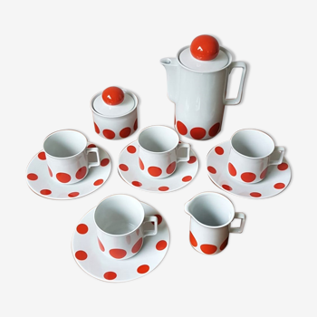 Vintage coffee service Bavaria Schirnding with red polka dots