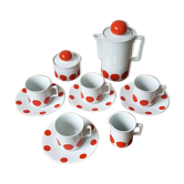 Vintage coffee service Bavaria Schirnding with red polka dots