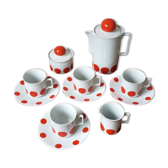 Service à café vintage Bavaria Schirnding à pois rouge
