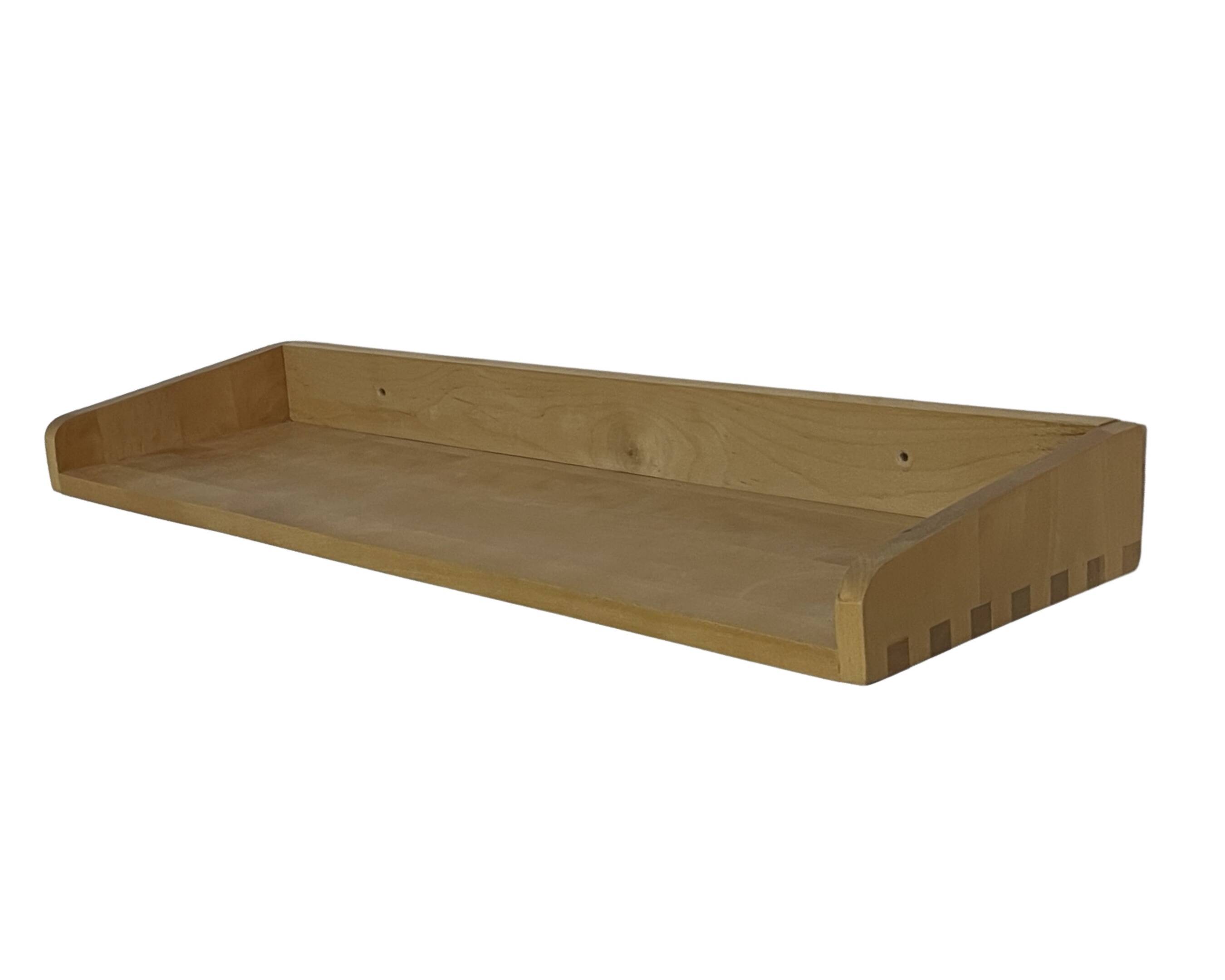 Vintage wooden wall shelve rack bookshelf in pinewood