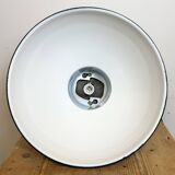 Industrial french dark blue enamel pendant lamp from mazda, 1960s
