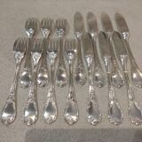 7 forks, 7 fish knives, silver-plated metal, Christofle Marly.