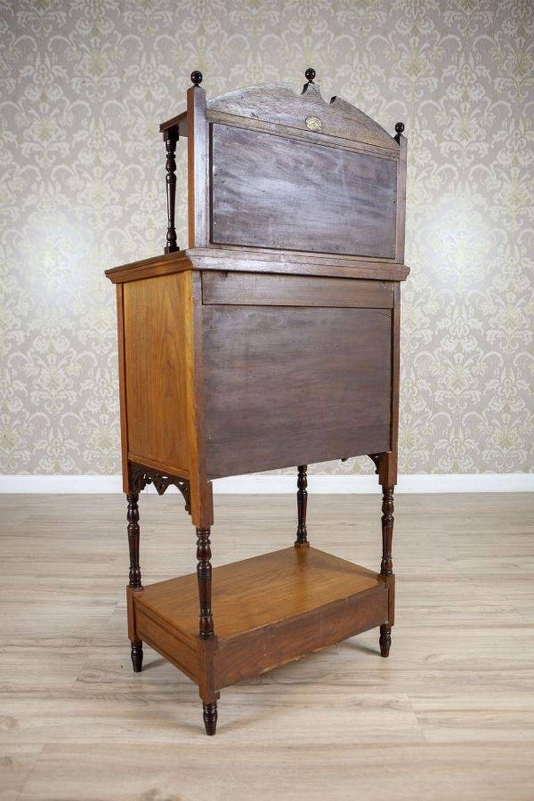 19th-Century Small Walnut Cabinet with the Motif of Sunflowers attributed to George Davis, 1890s