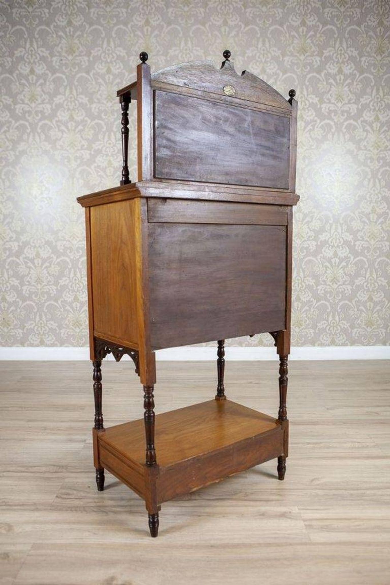 19th-Century Small Walnut Cabinet with the Motif of Sunflowers attributed to George Davis, 1890s