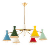 Italian mid-century colourful chandelier attributed to Arredoluce, 1950s