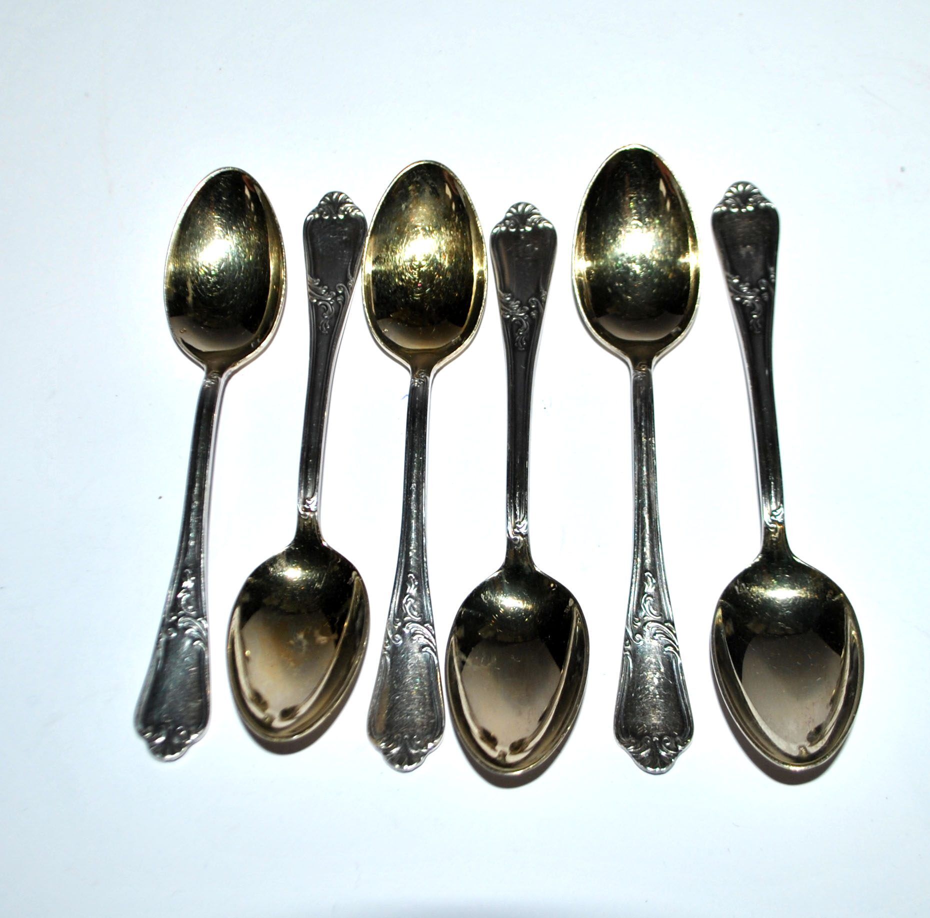 DEETJEN Lot of 6 silver-plated metal moka teaspoons Louis XV Rocaille no. 25
