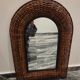 Antique vintage Italian wicker and iron woven mirror