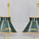 Pair of lamps bronze conical lampshade Lucien Gau