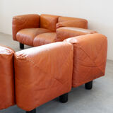 Canapés et poufs en cuir prange par Mario Marenco pour Arflex, 1970