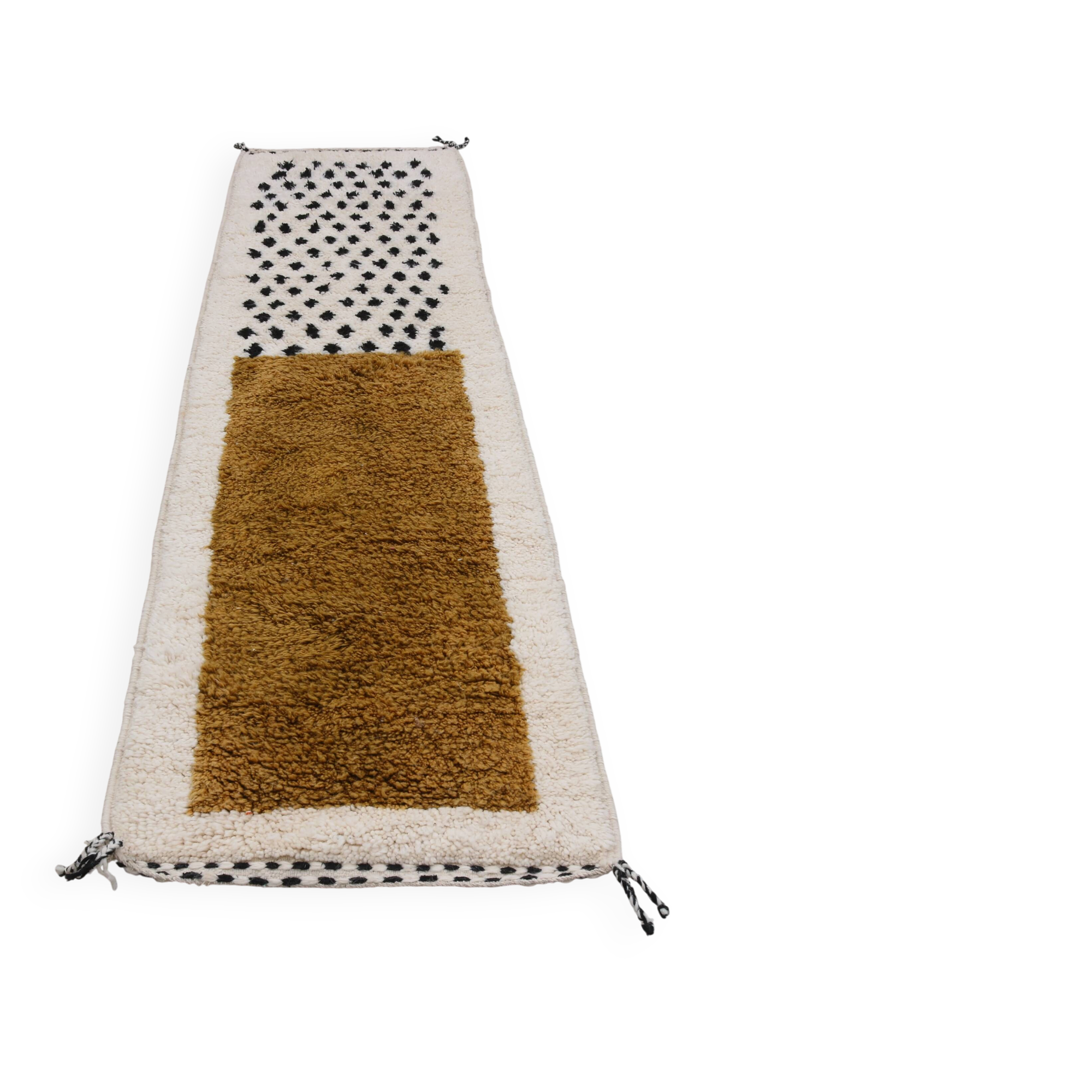 Handwoven coloured wool rug, 265 x 70 cm - R319