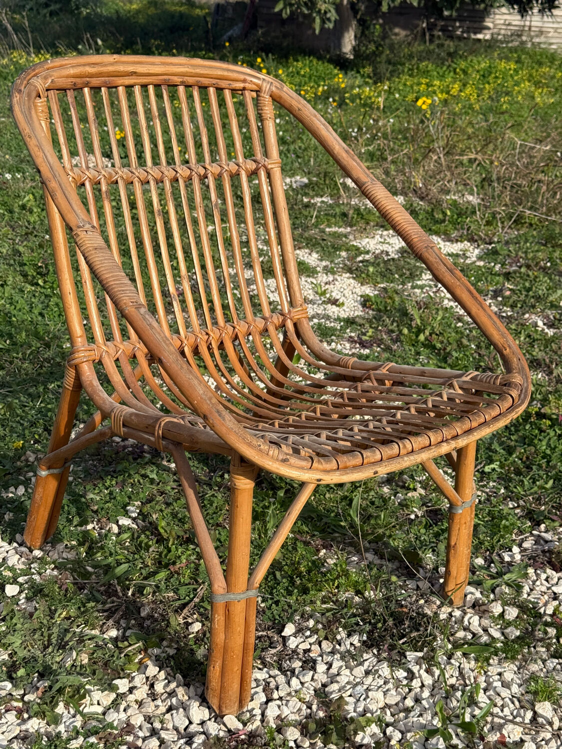 Set of 3 rattan armchairs from the 1960s, France.