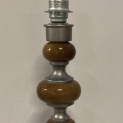 Teak and zinc bobbin style large table lamp, Denmark, 1970s