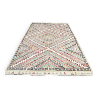 7x10 Large Kilim Rug Colorful Design, 210x292 Cm