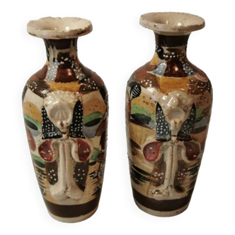 Pair of old small Japanese Satsuma vases circa 1920