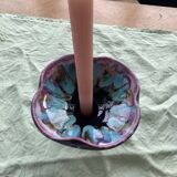 Flamed enamelled ceramic candle holder