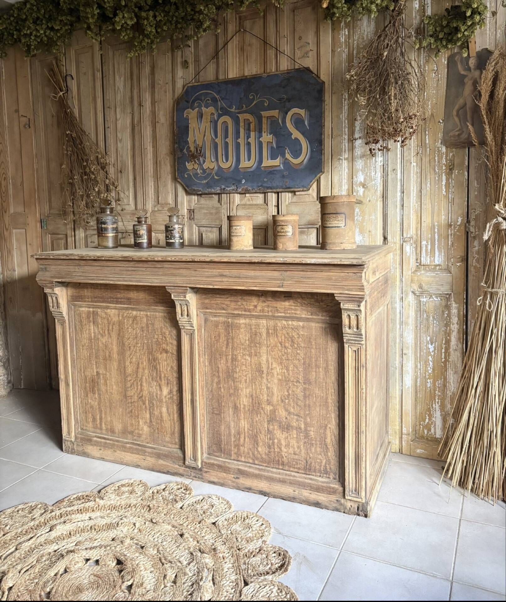 Magnificent Antique Oak Trade Counter with Numerous Drawers