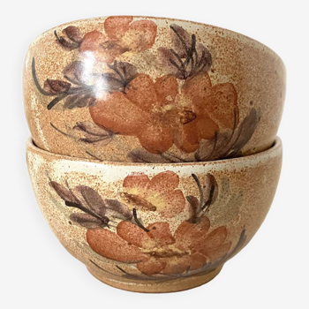 Flowered stoneware bowls