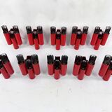 Set of 10 mid-century red and chrome wall lamps by Stilnovo, Italy 1970s