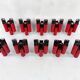 Set of 10 mid-century red and chrome wall lamps by Stilnovo, Italy 1970s