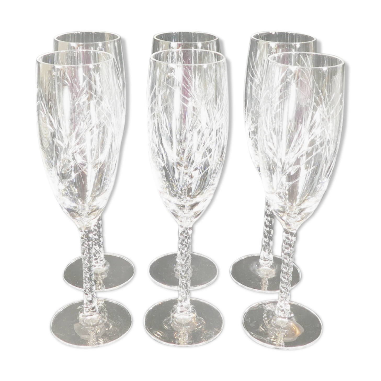 Set de 6 flutes a champagne Cristal d'Arques modele fleury épi Selency