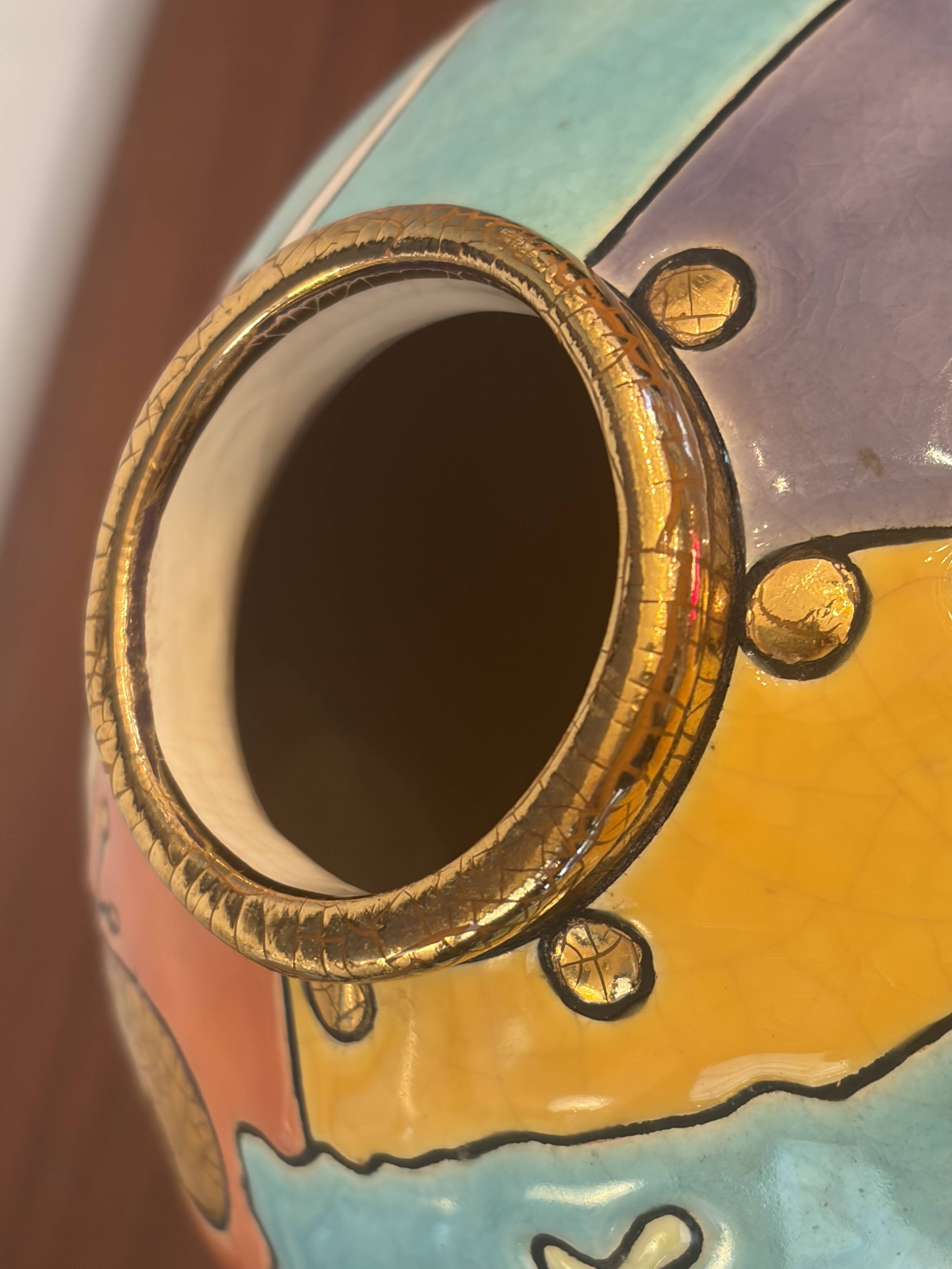 Bowl Vase Enamels of Longwy - Signed Nicolas De Wael