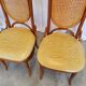 Set of 4 Vintage Bentwood Dining Chairs: Cane Back, Leather Seat, Thonet St