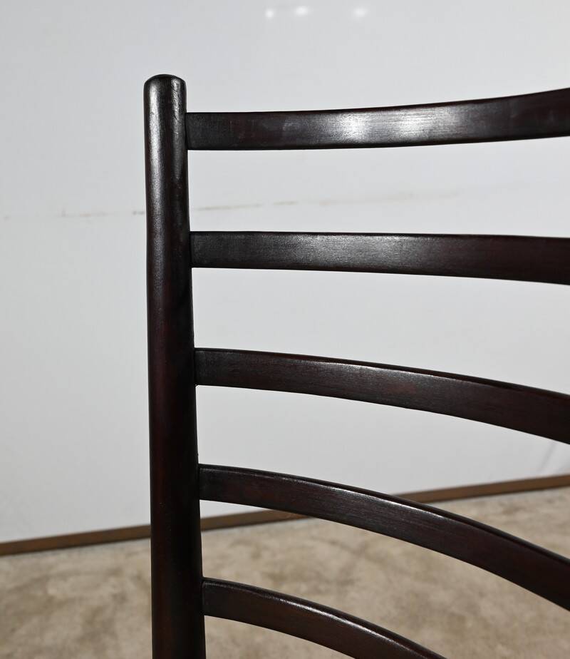 Suite of 4 Scandinavian Chairs in Stained Wood – 1960