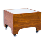 Vintage teak side table on casters